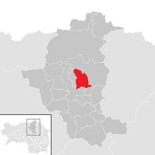 Lage der Gemeinde Aflenz Land im Bezirk Bruck an der Mur (anklickbare Karte)