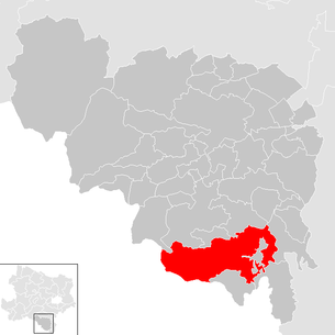 Lage der Gemeinde Aspangberg-St. Peter im Bezirk Neunkirchen (anklickbare Karte)