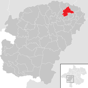 Lage der Gemeinde Atzbach (Oberösterreich) im Bezirk  Vöcklabruck (anklickbare Karte)