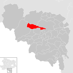 Lage der Gemeinde Bürg-Vöstenhof im Bezirk Neunkirchen (anklickbare Karte)