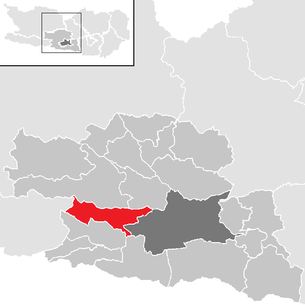 Lage der Gemeinde Bad Bleiberg im Bezirk Villach-Land (anklickbare Karte)