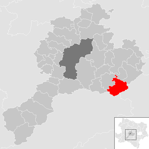 Lage der Gemeinde Brand-Laaben im Bezirk Sankt Pölten-Land (anklickbare Karte)