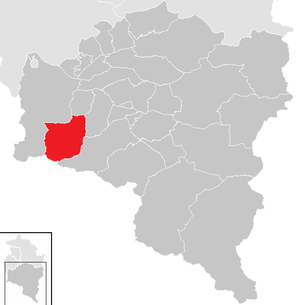 Lage der Gemeinde Brand (Vorarlberg) im Bezirk Bludenz (anklickbare Karte)