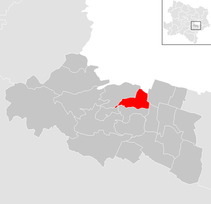 Lage der Gemeinde Brunn am Gebirge im Bezirk Mödling (anklickbare Karte)
