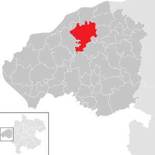 Lage der Gemeinde Burgkirchen (Oberösterreich) im Bezirk Braunau am Inn (anklickbare Karte)