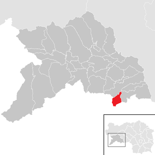 Lage der Gemeinde Dürnstein in der Steiermark im Bezirk Murau (anklickbare Karte)