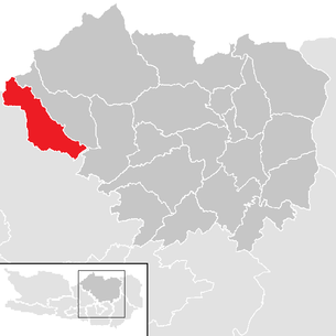 Lage der Gemeinde Deutsch-Griffen im Bezirk Sankt Veit an der Glan (anklickbare Karte)