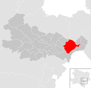 Lage der Gemeinde Ebreichsdorf im Bezirk Baden (anklickbare Karte)