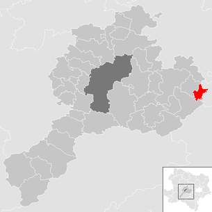Lage der Gemeinde Eichgraben im Bezirk Sankt Pölten-Land (anklickbare Karte)