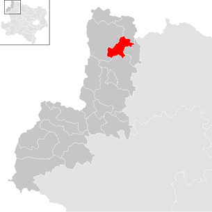 Lage der Gemeinde Eisgarn im Bezirk Gmünd (anklickbare Karte)