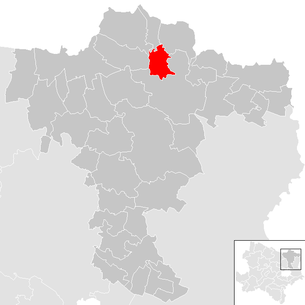 Lage der Gemeinde Falkenstein (Niederösterreich) im Bezirk Mistelbach (anklickbare Karte)