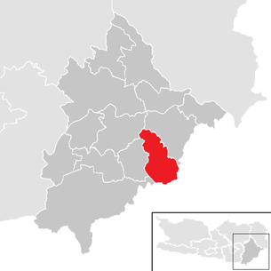 Lage der Gemeinde Feistritz ob Bleiburg im Bezirk Völkermarkt (anklickbare Karte)