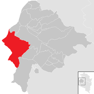 Lage der Gemeinde Feldkirch im Bezirk Feldkirch (anklickbare Karte)