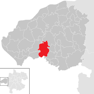 Lage der Gemeinde Feldkirchen bei Mattighofen im Bezirk Braunau am Inn (anklickbare Karte)