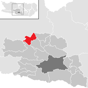 Lage der Gemeinde Ferndorf (Kärnten) im Bezirk Villach-Land (anklickbare Karte)