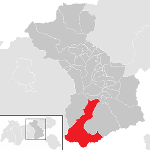 Lage der Gemeinde Finkenberg im Bezirk Schwaz (anklickbare Karte)