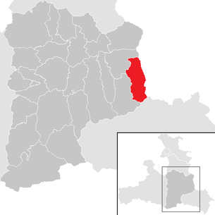 Lage der Gemeinde Forstau im Bezirk St. Johann im Pongau (anklickbare Karte)