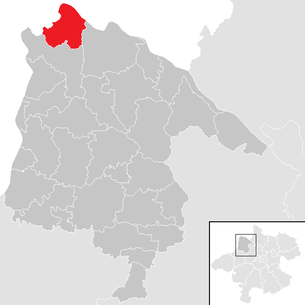 Lage der Gemeinde Freinberg im Bezirk Schärding (anklickbare Karte)