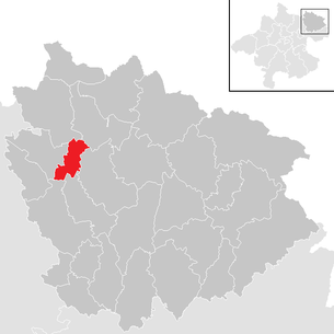 Lage der Gemeinde Freistadt im Bezirk Freistadt (anklickbare Karte)