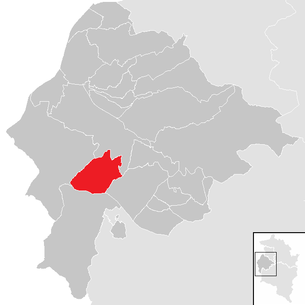 Lage der Gemeinde Göfis im Bezirk Feldkirch (anklickbare Karte)