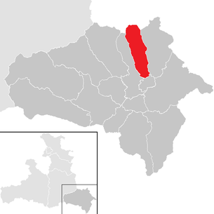 Lage der Gemeinde Göriach im Bezirk Hallein (anklickbare Karte)