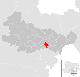 Lage der Gemeinde Günselsdorf im Bezirk Baden (anklickbare Karte)