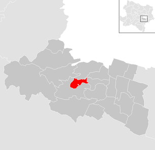 Lage der Gemeinde Gießhübl im Bezirk Mödling (anklickbare Karte)