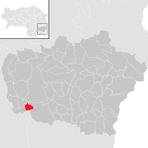 Lage der Gemeinde Glojach im Bezirk Feldbach (anklickbare Karte)