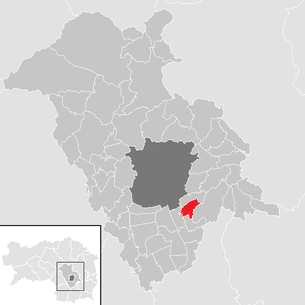 Lage der Gemeinde Grambach im Bezirk Graz-Umgebung (anklickbare Karte)