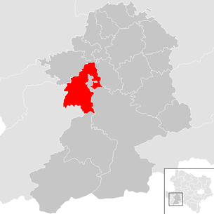 Lage der Gemeinde Gresten-Land im Bezirk Scheibbs (anklickbare Karte)