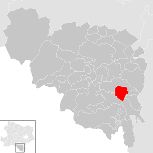 Lage der Gemeinde Grimmenstein im Bezirk Neunkirchen (anklickbare Karte)