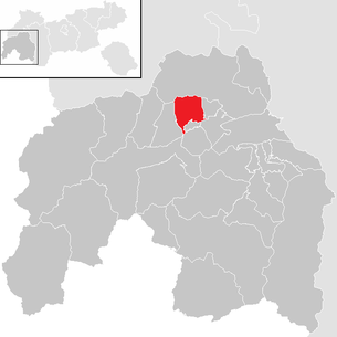 Lage der Gemeinde Grins im Bezirk Landeck (anklickbare Karte)