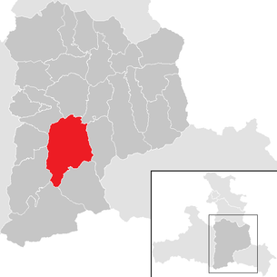 Lage der Gemeinde Großarl im Bezirk St. Johann im Pongau (anklickbare Karte)
