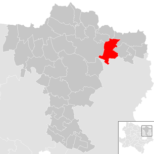 Lage der Gemeinde Großkrut im Bezirk Mistelbach (anklickbare Karte)