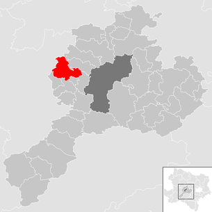Lage der Gemeinde Hafnerbach im Bezirk Sankt Pölten-Land (anklickbare Karte)