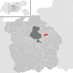 Lage der Gemeinde Hall in Tirol im Bezirk Innsbruck Land (anklickbare Karte)