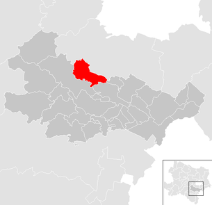 Lage der Gemeinde Heiligenkreuz (Niederösterreich) im Bezirk Baden (anklickbare Karte)