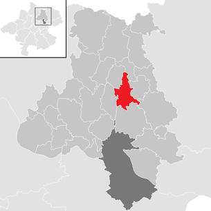 Lage der Gemeinde Hellmonsödt im Bezirk Urfahr-Umgebung (anklickbare Karte)