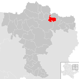 Lage der Gemeinde Herrnbaumgarten im Bezirk Mistelbach (anklickbare Karte)