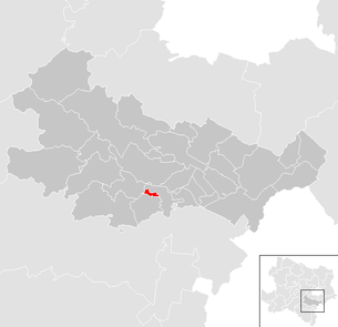 Lage der Gemeinde Hirtenberg im Bezirk Baden (anklickbare Karte)