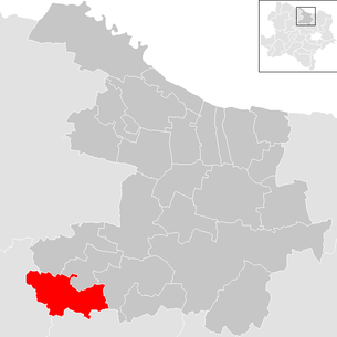 Lage der Gemeinde Hohenwarth-Mühlbach am Manhartsberg im Bezirk Hollabrunn (anklickbare Karte)