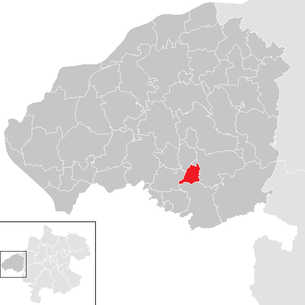Lage der Gemeinde Jeging im Bezirk Braunau am Inn (anklickbare Karte)