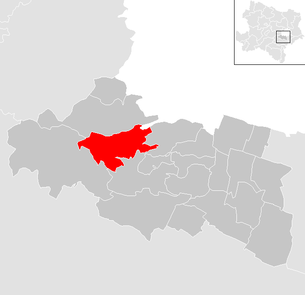 Lage der Gemeinde Kaltenleutgeben im Bezirk Mödling (anklickbare Karte)