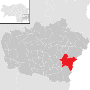 Lage der Gemeinde Kapfenstein im Bezirk Feldbach (anklickbare Karte)