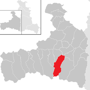 Lage der Gemeinde Kaprun im Bezirk Zell am See (anklickbare Karte)