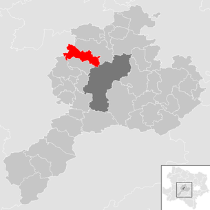 Lage der Gemeinde Karlstetten im Bezirk Sankt Pölten-Land (anklickbare Karte)