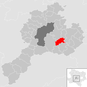 Lage der Gemeinde Kasten bei Böheimkirchen im Bezirk Sankt Pölten-Land (anklickbare Karte)