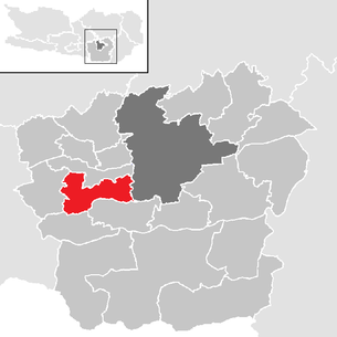 Lage der Gemeinde Keutschach am See im Bezirk Klagenfurt-Land (anklickbare Karte)