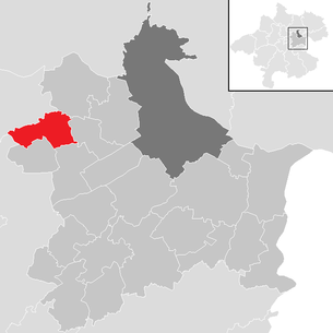 Lage der Gemeinde Kirchberg-Thening im Bezirk Linz-Land (anklickbare Karte)