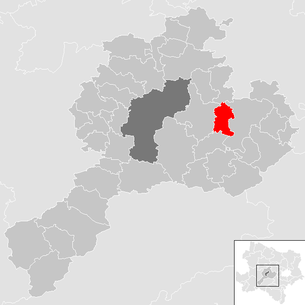 Lage der Gemeinde Kirchstetten (Niederösterreich) im Bezirk Sankt Pölten-Land (anklickbare Karte)